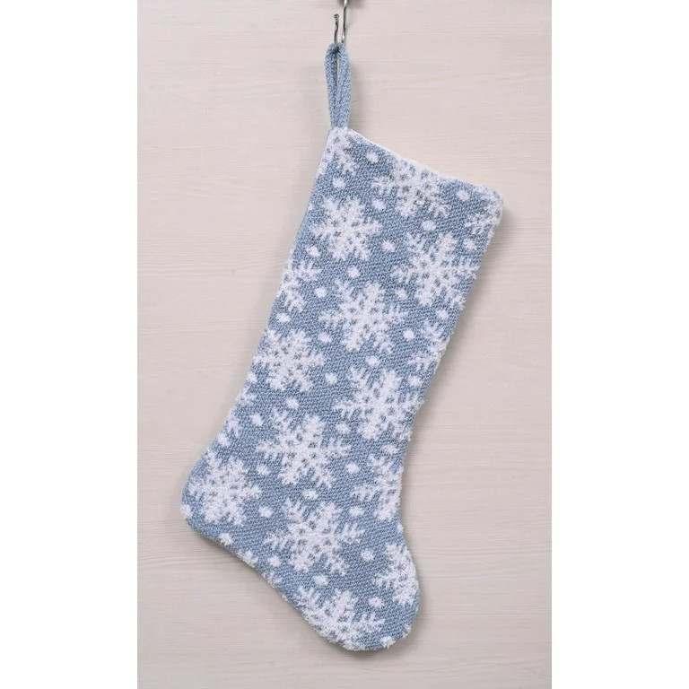 Knit Snowflake Christmas Stocking, Blue and White, 21", by Holiday Time | Walmart (US)