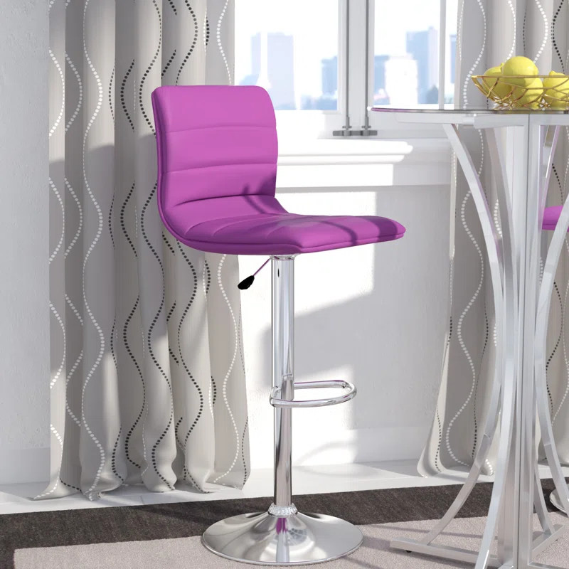 Clift Modern Vinyl Adjustable Height Barstool with Horizontal Stitch Back | Wayfair North America