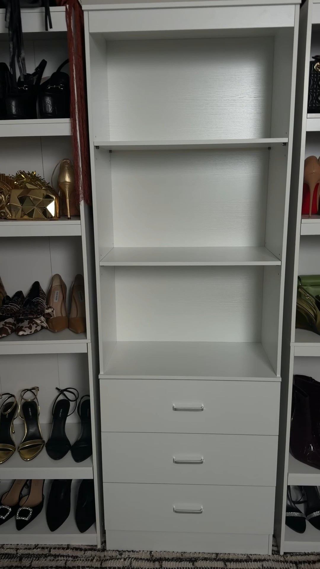 Okay so the piece in the middle is the newest addition. The ones on both sides are bookshelves from Walmart! 

I went this middle piece because it is the same height as the 2 bookshelves!! 
Upgrading my office to a “Cloffice” and these are my most affordable options right now! 

#LTKHoliday #LTKHome #LTKgrwm