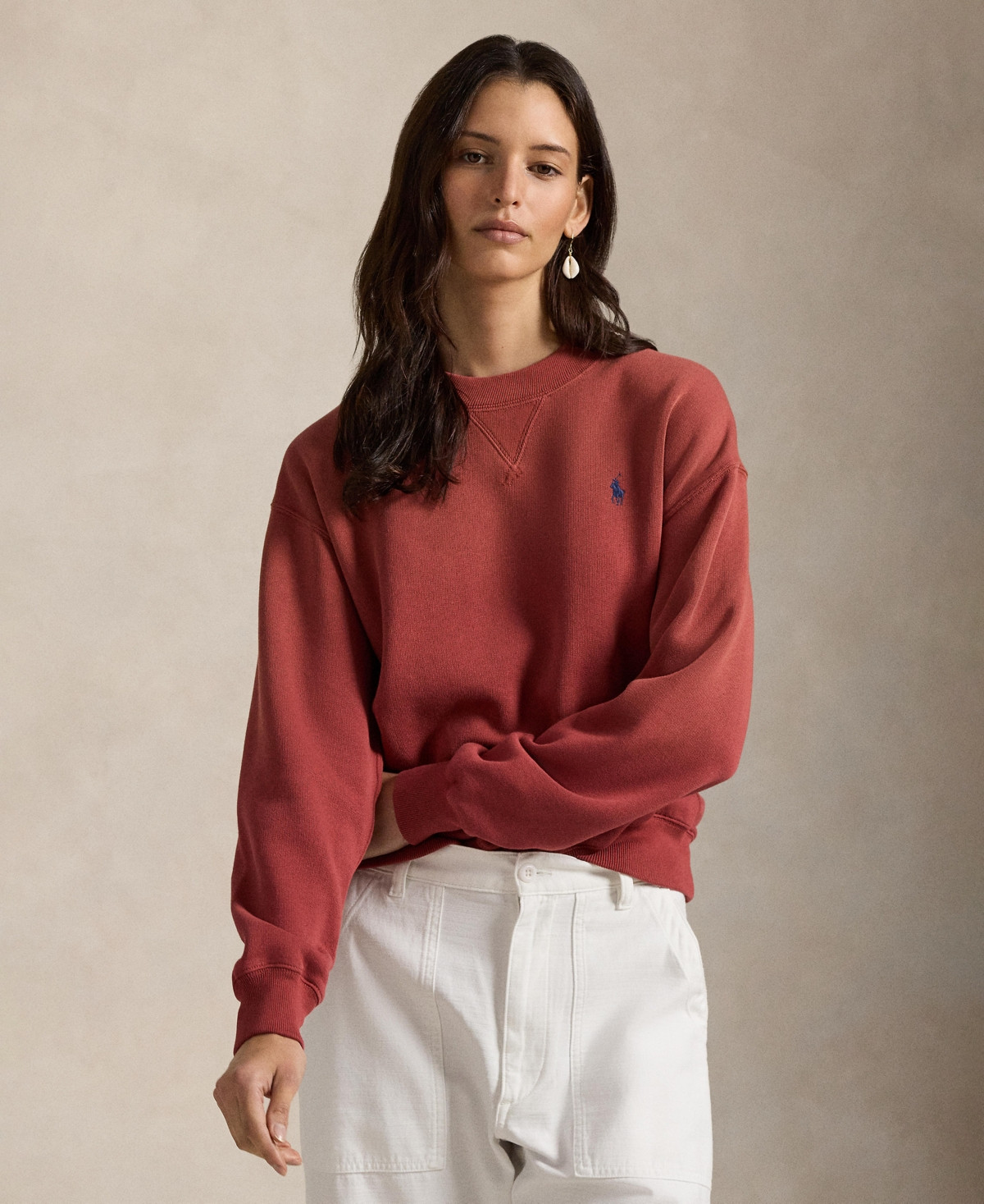 Polo Ralph Lauren Women's Fleece Crewneck Sweatshirt - Red Snapper | Macy's