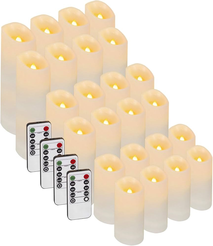 Enido 24 Pc LED Candles Flickering Flameless Candles with Remote Timer for Romantic Ambiance, Hom... | Amazon (US)