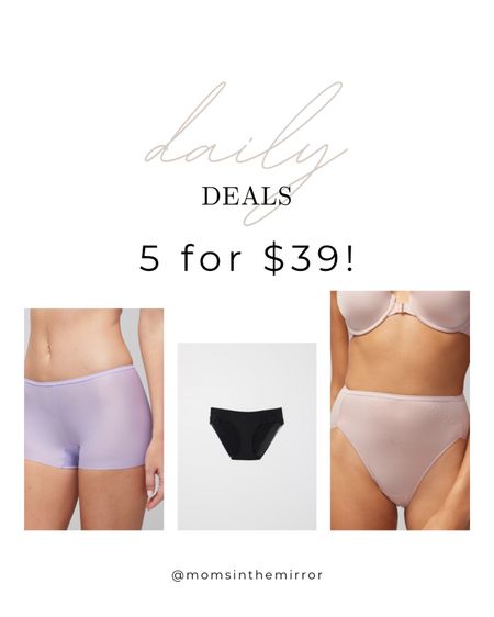 The best undies are on sale for 5 for $39! These have a silicone edge so they stay put and are invisible under leggings. 