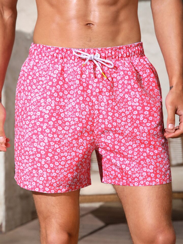 Extended Sizes Men Ditsy Floral Drawstring Waist Shorts | SHEIN