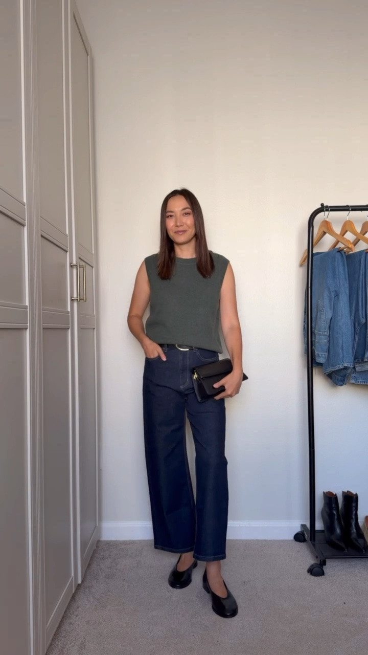 Fall pieces from saint & sofia 

Fall outfits / fall style / elevated and casual style / dark wash jeans / barrel pants / ballet flats / sleeveless knit top / pop of color

#LTKSeasonal