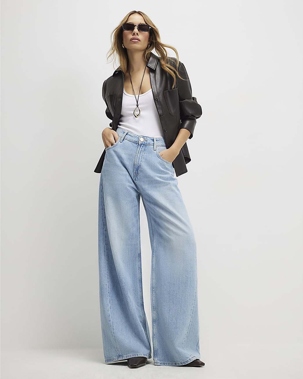 Blue Wide Leg Jeans | River Island UK & IE