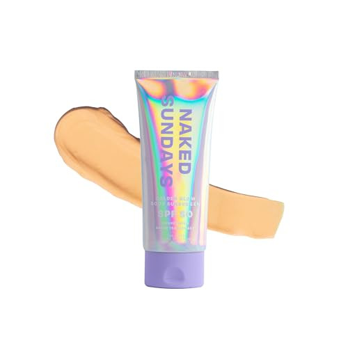Naked Sundays SPF50 Golden Glow Body Sunscreen – Broad Spectrum UVA/UVB Protection, Glowy & Shimmering, Fragrance-Free, Firming, Non-Transfer SPF Lotion – 100ml | Amazon (US)