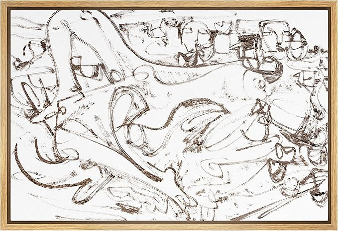 SIGNWIN Framed Canvas Print Wall Art Industrial Vintage Brown Paint Strokes Abstract Geometric Il... | Amazon (US)