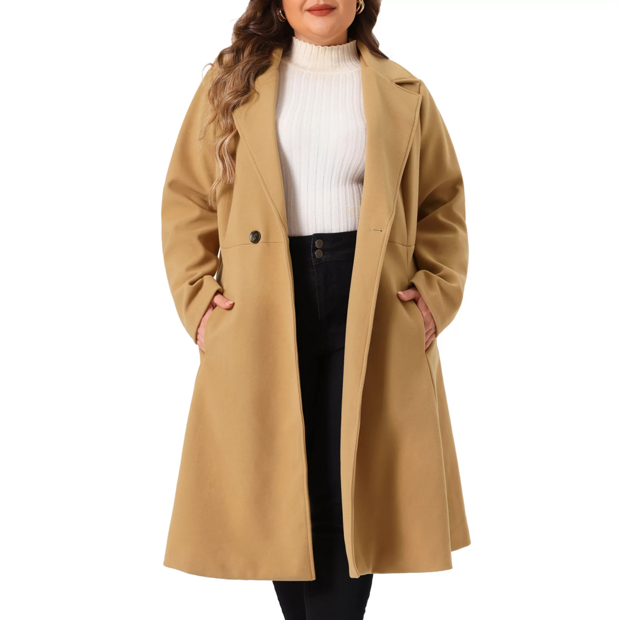Plus Size Coats of Women Double Breasted Lapel with Pockets Winter Long Coats | Kohl's