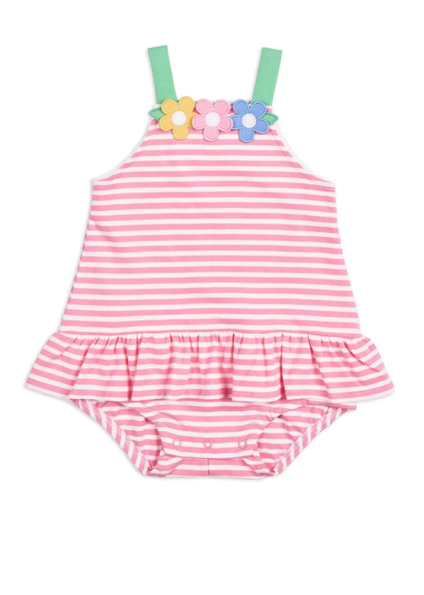 Stripe Knit Romper With Flowers | Florence Eiseman
