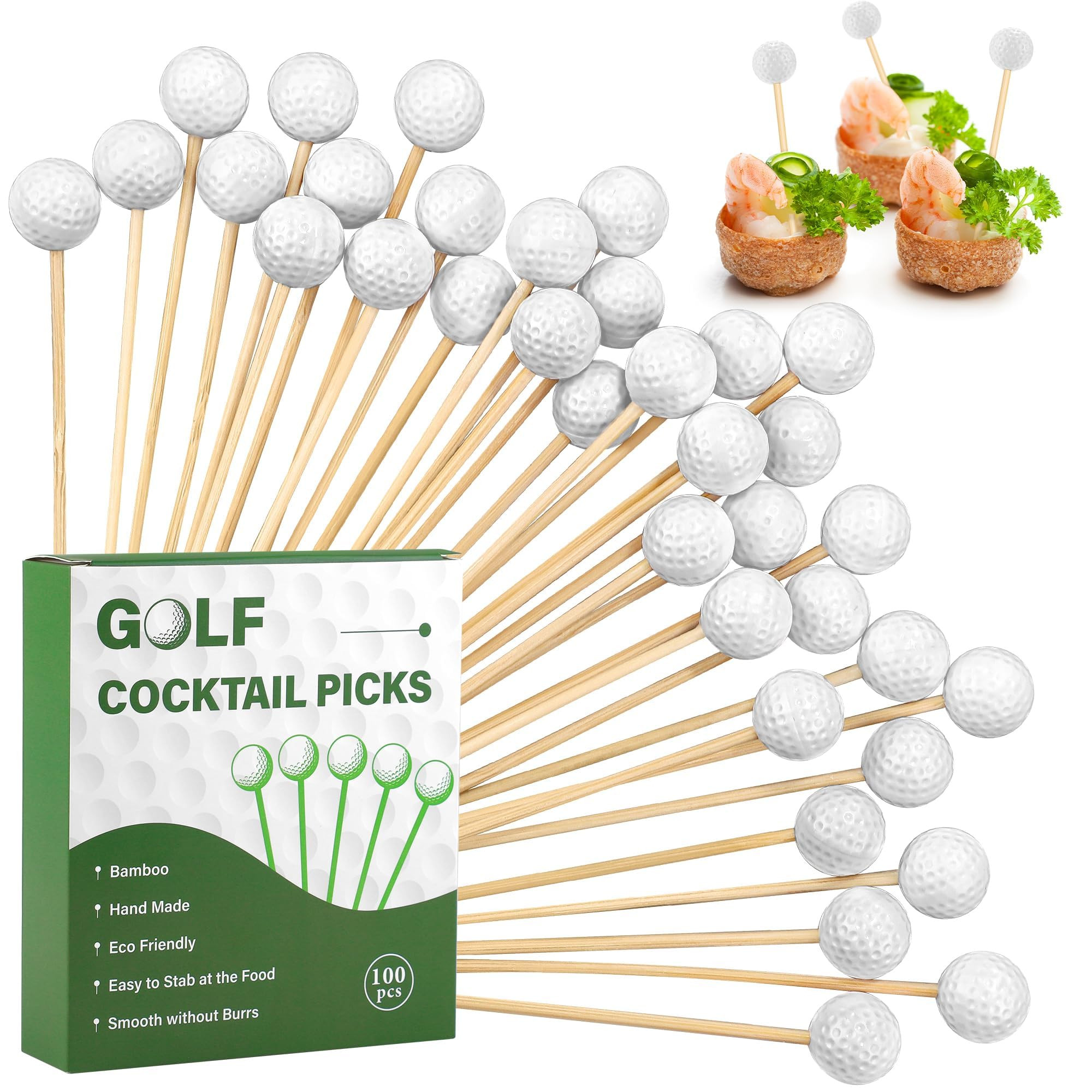 Aneco 100 Pieces Golf Cocktail Picks 4.72 Inch Golf Themed Toothpicks Sports Bamboo Fruit Sandwic... | Amazon (US)