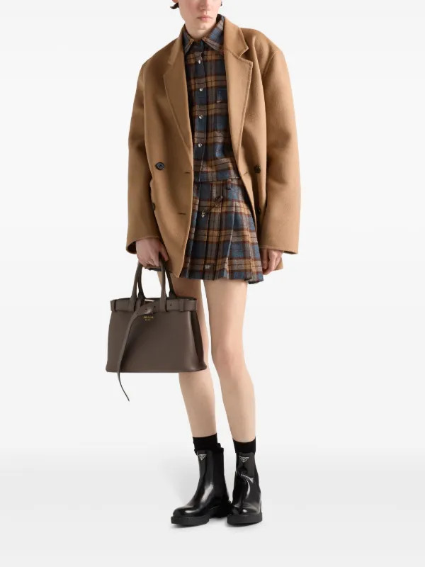 Prada Checked Wool Mini Skirt | Brown | FARFETCH SK | Farfetch Global