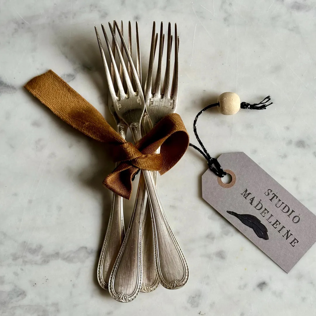 Silverware, 4 Small Antique Forks in Hallmarked Silver-plated Metal With a Lovely Frieze on the E... | Etsy (US)