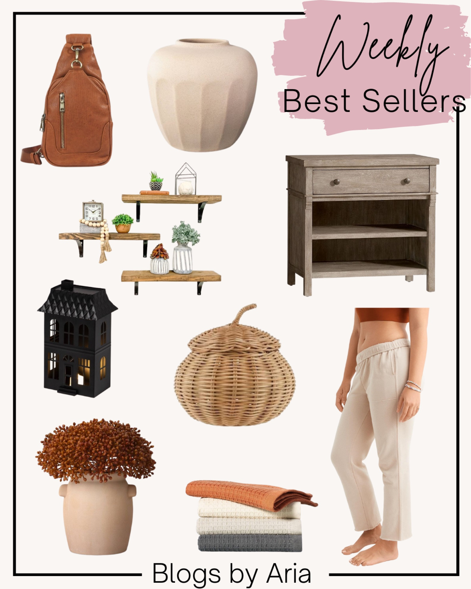 Last weeks bestsellers and reader favorites. Some of my favorite fall and Halloween decor in my home like this woven pumpkin basket, rustic vase, floral arrangement, fall towels, floating shelves and black metal house. Plus this farmhouse nightstand has been a fan favorite! Also this shoulder bag and cozy sweats are perfect for fall! 

#LTKstyletip #LTKSeasonal #LTKhome