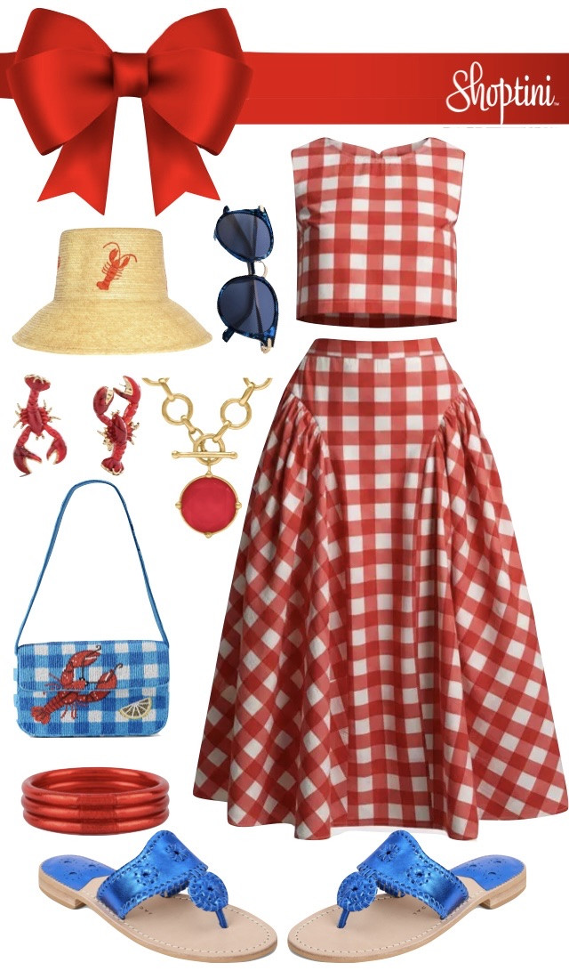 Red and blue summer style / summer dress / two piece skirt set / red gingham / lobsters / crawfish / this outfit is perfect for exploring a coastal town / brunch on vacation / a crawfish broil / nautical theme party and can easily be style for a backyard bbq and picnic too!

#LTKootd #LTKSeasonal #LTKOver40