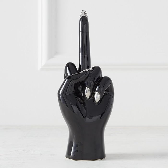 Z Gallerie Quirky & Edgy Ceramic Hand Sculpture Bold Finger Statue in Gold, Silver & Black for Mo... | Amazon (US)