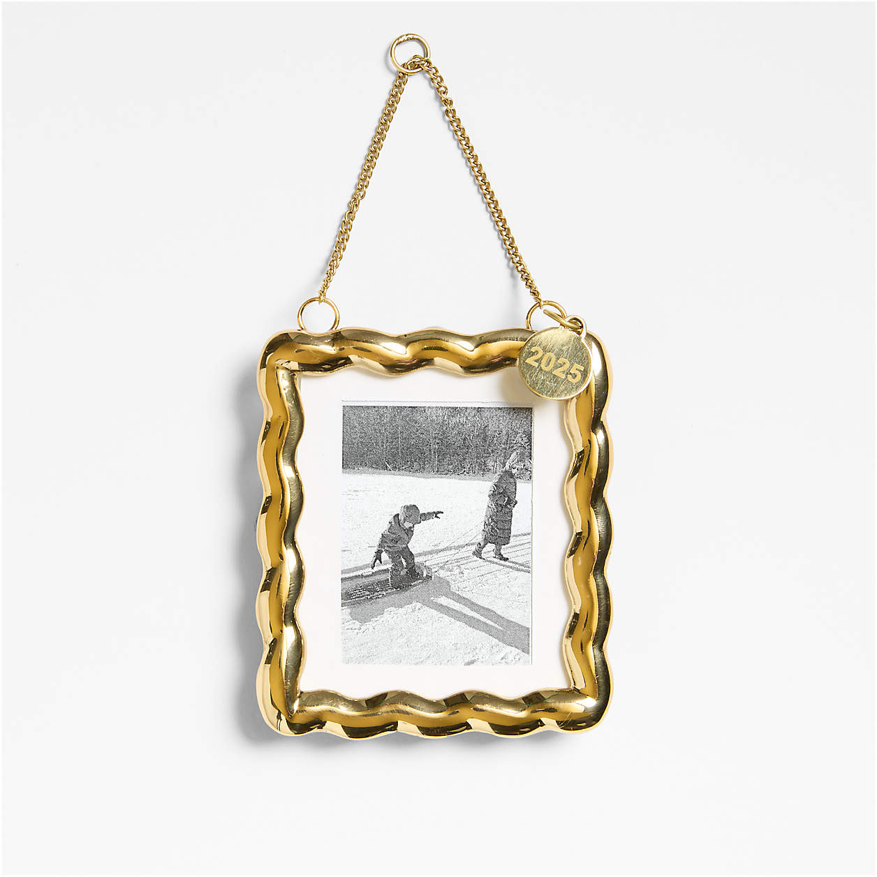 Gold Scalloped Photo Frame Christmas Tree Ornament + Reviews | Crate & Barrel | Crate & Barrel