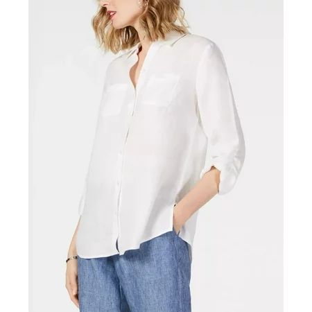 Charter Club Women s Linen Button Front Shirt White Size Petite X-Large | Walmart (US)