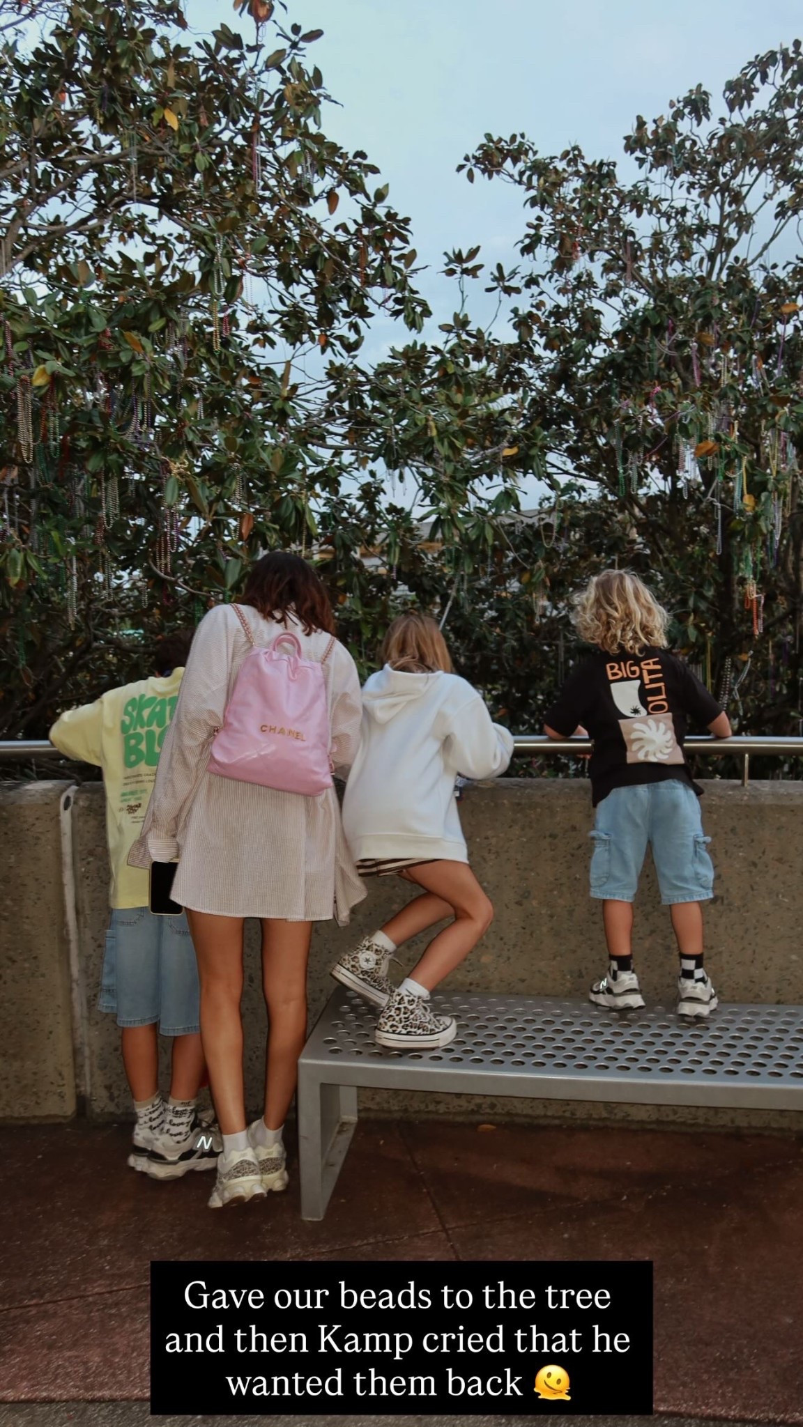 Gave our beads to the tree and then Kamp cried that he wanted them back 🫠