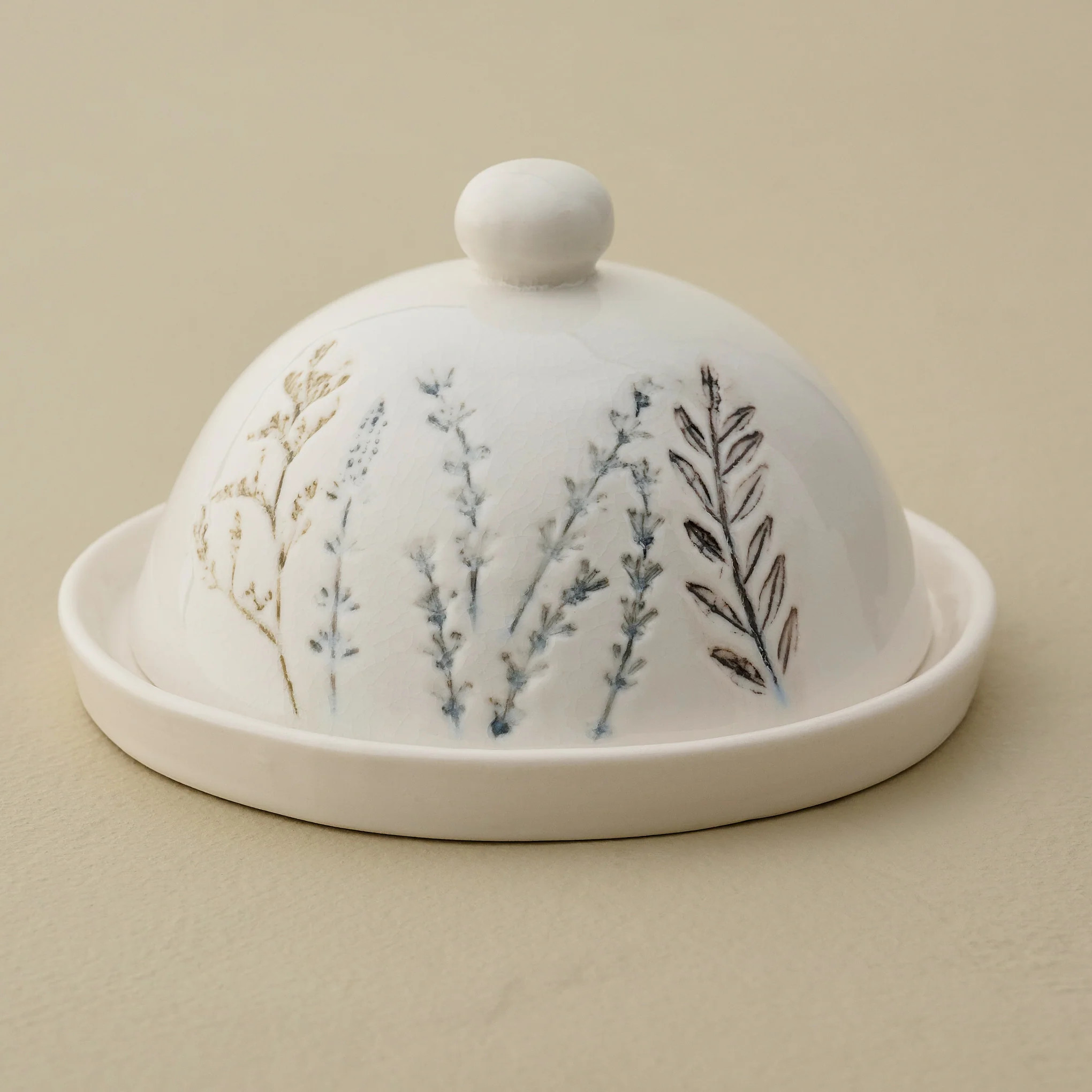 Pressed Floral Ceramic Butter Dish | Magnolia