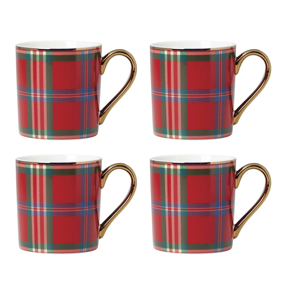 Holiday Red Tartan Mugs, Set Of 4 (Set of 4) | Wayfair North America