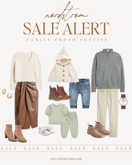 Nordstrom anniversary sale. Nsale. Family photo outfits. Fall family pictures. Family photoshoot. Leather skirt. Neutral family photos. Fall family photos  Fall boots. Baby sweater. AG jeans. Gold hoops. Suede boots. 

#LTKstyletip #LTKxNSale #LTKFind