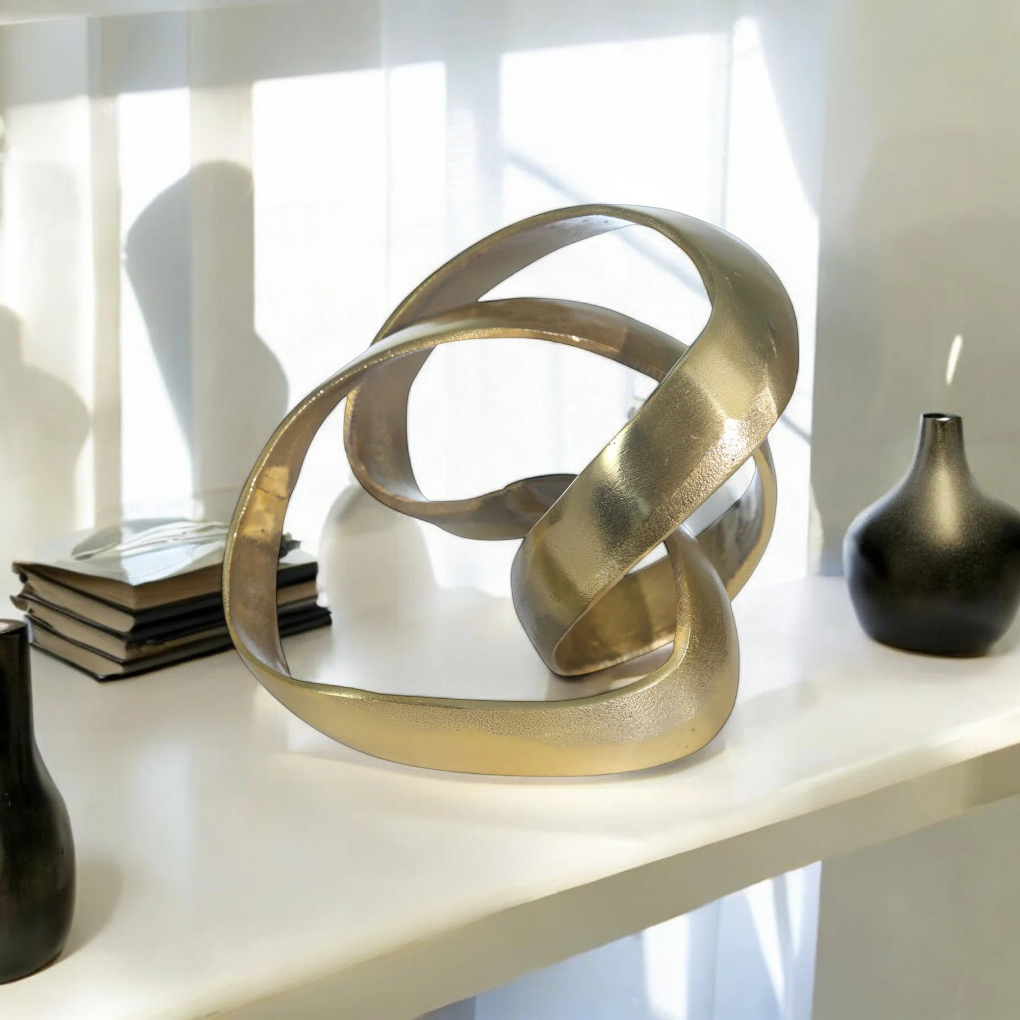 Modern Aluminum Abstract Interwoven Decorative Sculpture | Wayfair North America