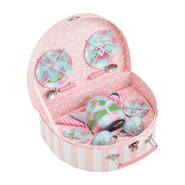 Mud Pie Girl's Musical Fairy Tea Set in Pink | Tin | Mud Pie