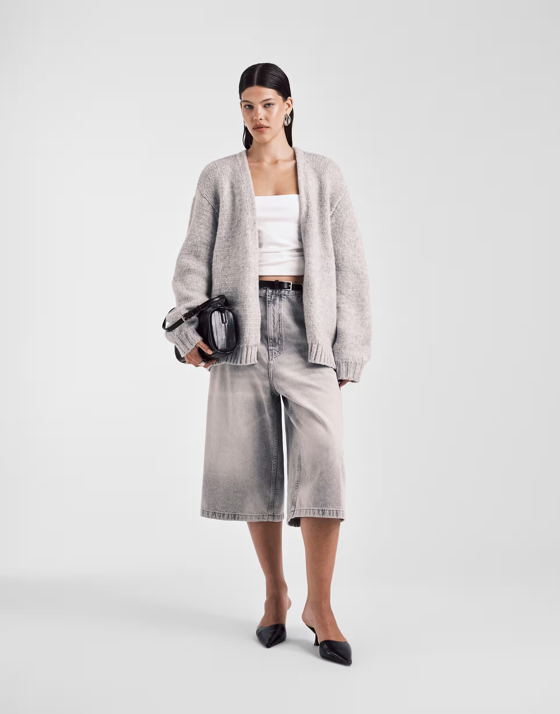 ASOS DESIGN chunky oversized edge to edge cardigan in light gray | ASOS (Global)