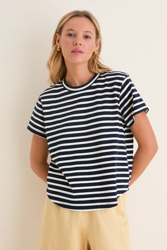 Navy and Ivory Stripe Parker Classic Tee | Tuckernuck (US)