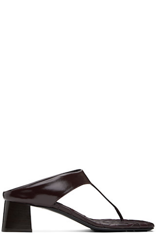 Bottega Veneta - Burgundy Marella Thong Heeled Sandals | SSENSE