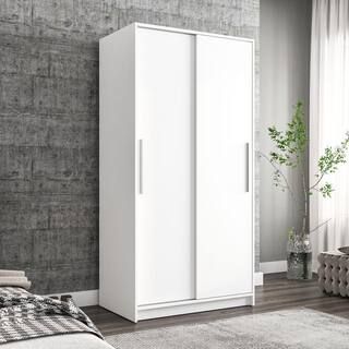 Polifurniture Denmark White Engineered Wood 36 in. Wardrobe with 2-Sliding Doors 402300920001 - T... | The Home Depot