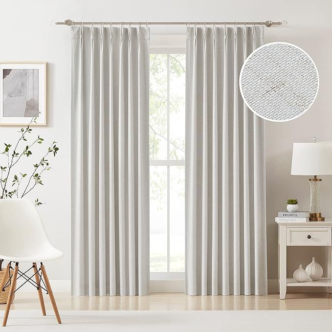 Kayne Studio Blackout Pinch Pleated Curtains,95 Inches Long Linen Textured Pinch Pleat Drapes for... | Amazon (US)