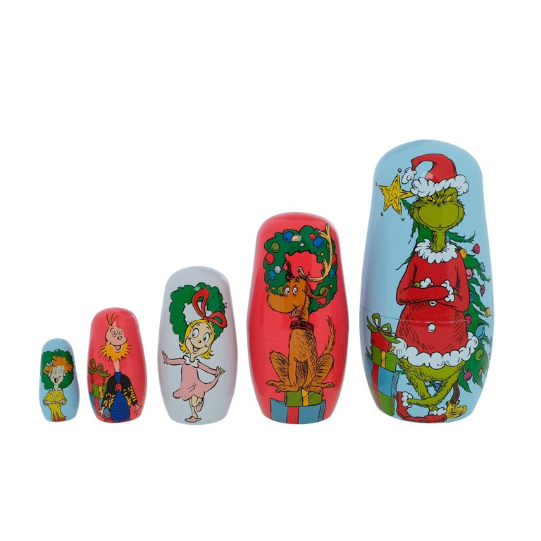 Grinch 5 Piece Nesting Doll Set, Featuring Grinch and His Whoville Friends, Multiple Colors, by R... | Walmart (US)
