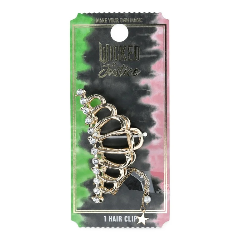 Justice Wicked Girls Tiara Hair Claw Clip with Charm Dangles, Gold - Walmart.com | Walmart (US)