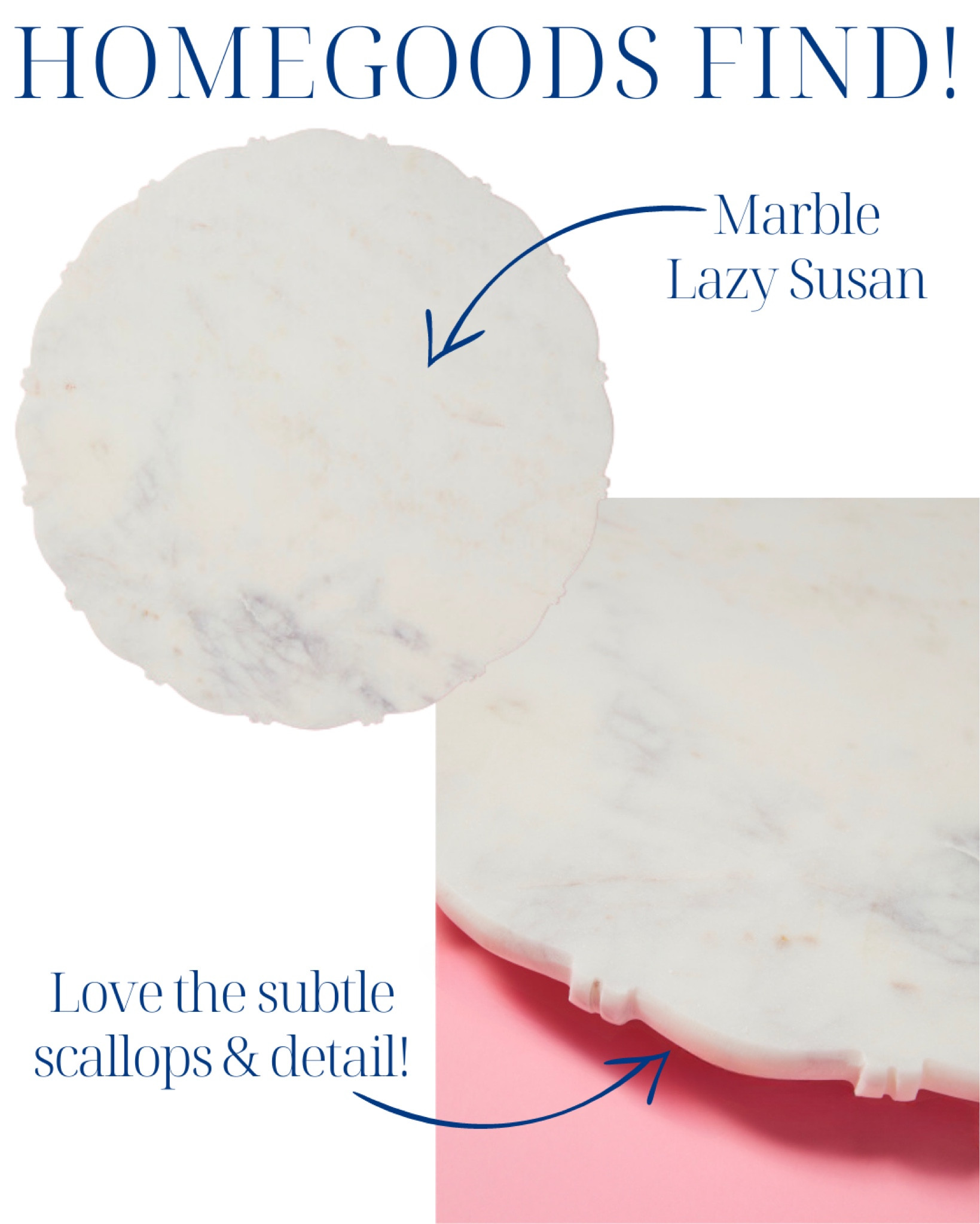 Marble scalloped lazy Susan, HomeGoods find, kitchen decor, classic home, coastal home, grandmillennial home, Charleston, home decor, decor inspo, marble kitchen, scalloped decor

#LTKhome #LTKunder100 #LTKunder50