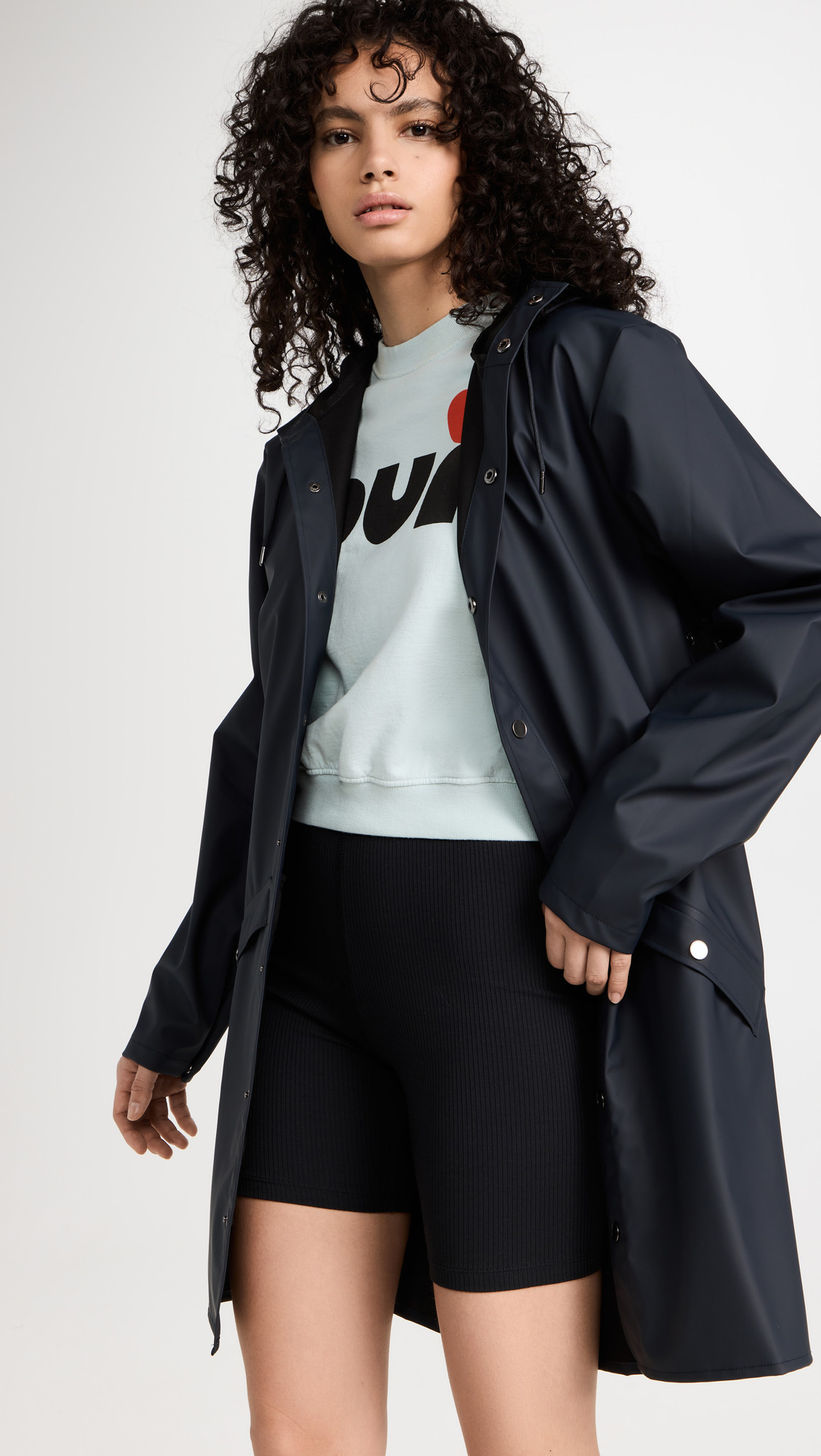 Rains Long Jacket Navy XS | Shopbop