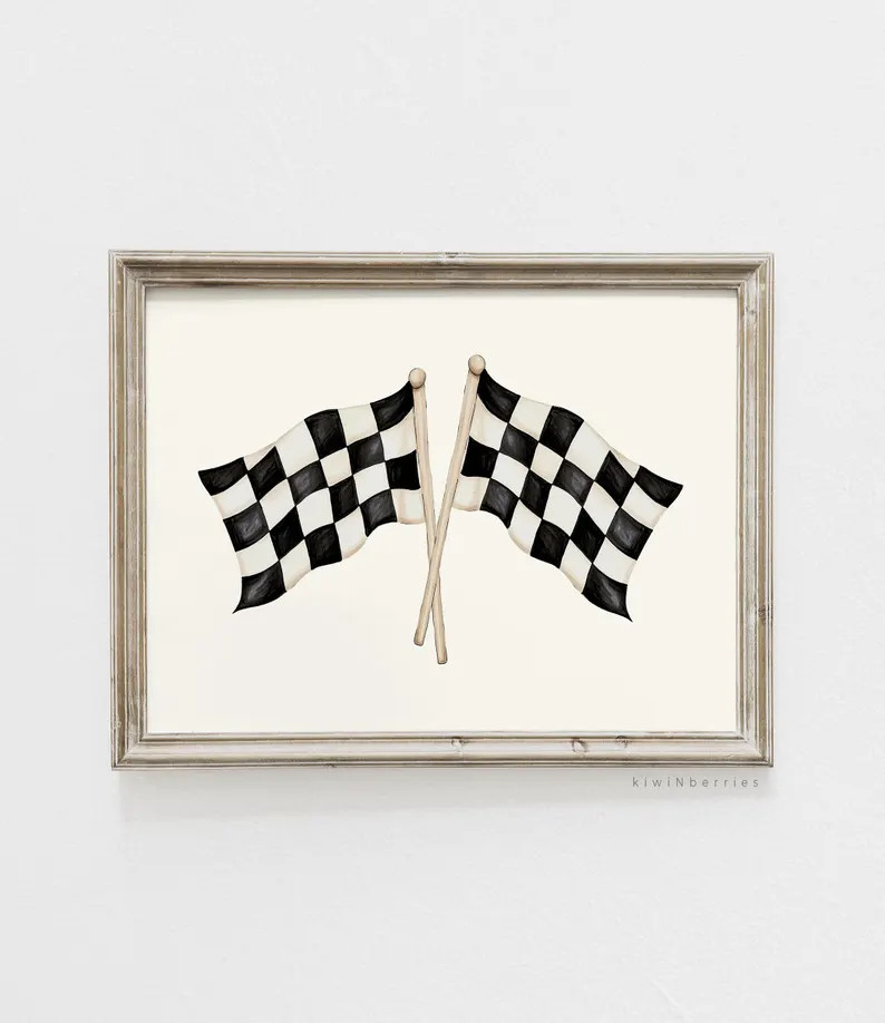 Racing Flags Print, Race Flag Poster, Kids Toddler Wall Art, Boys Room Decor, Printable Race Flag... | Etsy (US)