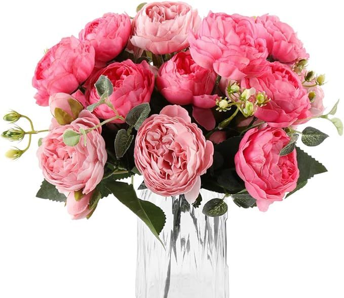 DEEMEI Artificial Peony Flower Silk Peonies Bouquet 4 Bundles Fake Flowers Bulk for Home Wedding ... | Amazon (US)