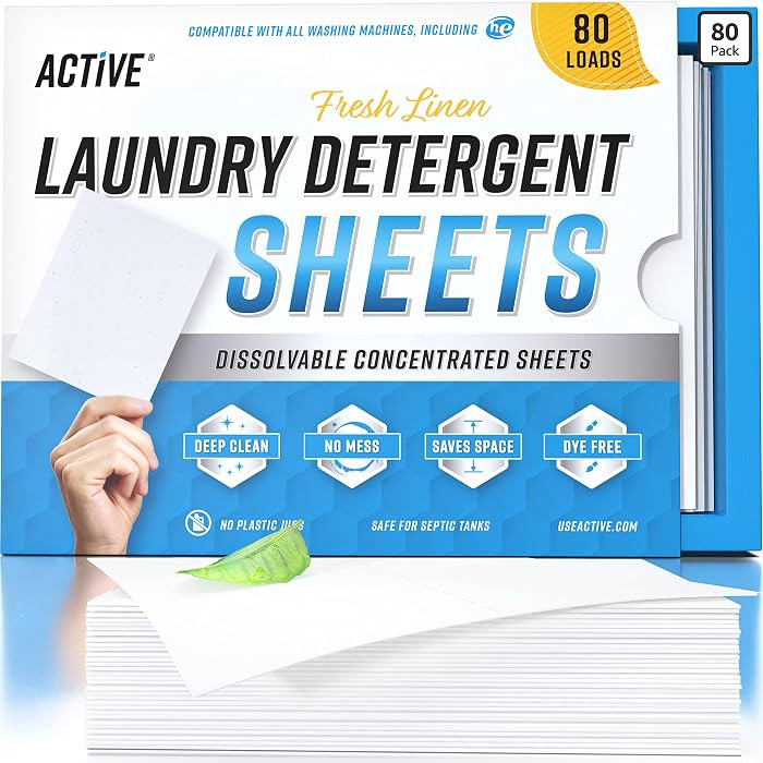 Laundry Detergent Sheets Eco Washing Strips - 80 Loads, Liquidless Fresh Scented Clothes Washer S... | Amazon (US)