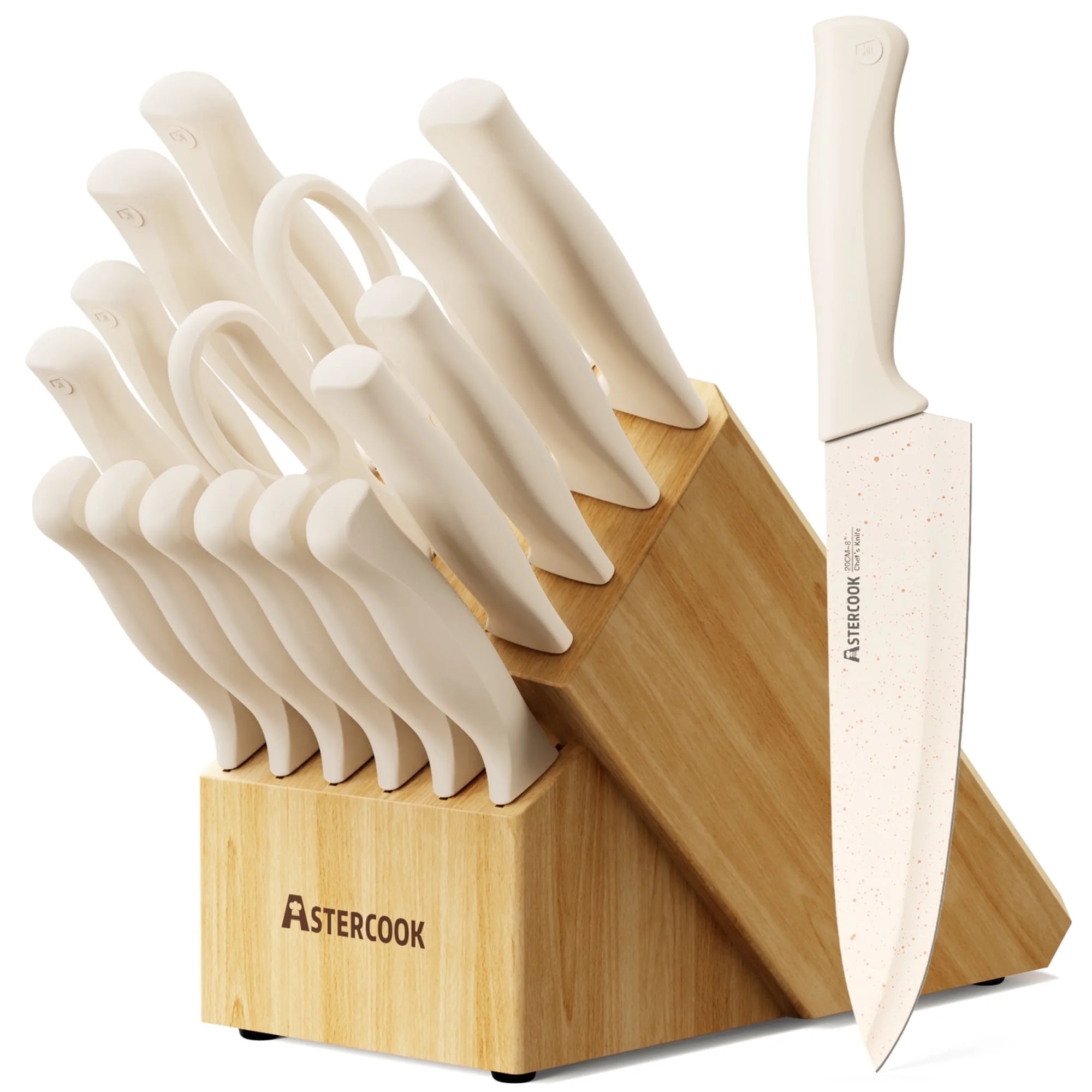 Astercook Knife Set, 17 Pieces Kitchen Knife Sets with Anti-Rust Coating & Built-in Sharpener, Hi... | Walmart (US)