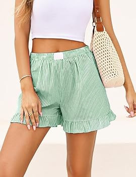 Marvmys Womens Boxer Shorts Cotton Pajama Bottoms Summer Gingham Ruffle/Lace Shorts Casual Y2K Be... | Amazon (US)