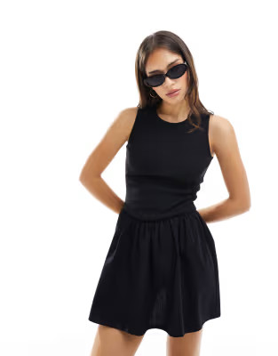 ASOS DESIGN poplin skirt mini dress in black | ASOS (Global)