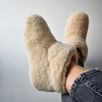Helsinki Merino Wool Slippers Boots In Beige | Not On The High Street