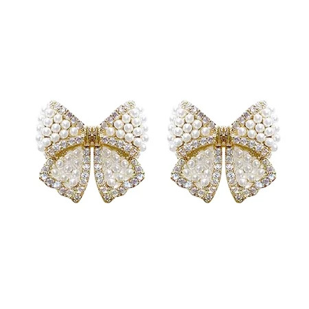 suhtpsw Pearl Bow Earrings For Teen Girls Minimalist Piercing Studs Trendy Earrings | Walmart (US)