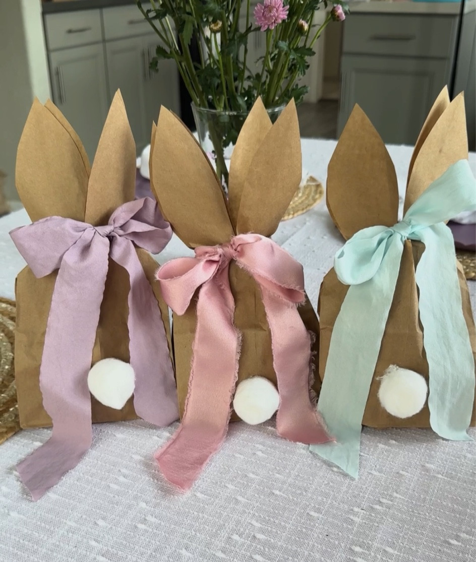 DIY bunny great bags for Easter! 🐰🎀

All three ribbons are from Hobby Lobby!

#LTKSeasonal #LTKSpringSale #LTKhome