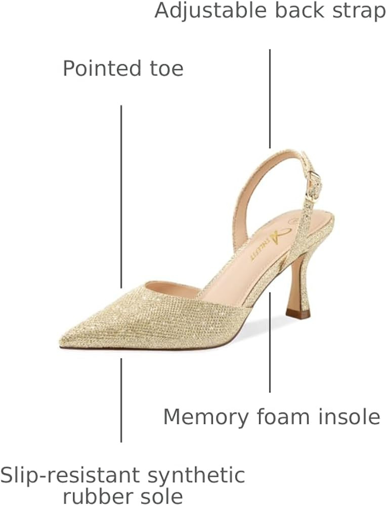 Athlefit Closed Pointed Toe Kitten Heels for Women Dress Work Wedding Party Slingback Stiletto Pu... | Amazon (US)