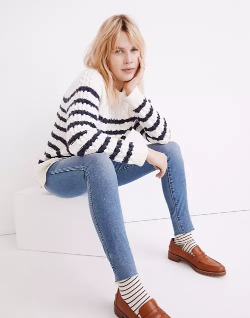 Linelle Cableknit Pullover Sweater in Stripe | Madewell