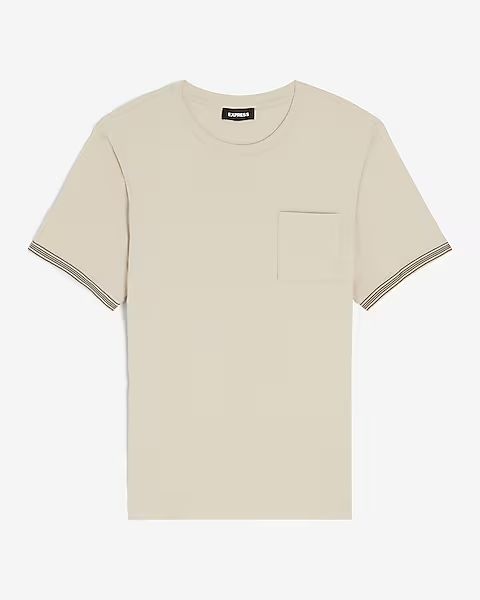Tipped Cuff Sleeve Pocket T-Shirt | Express