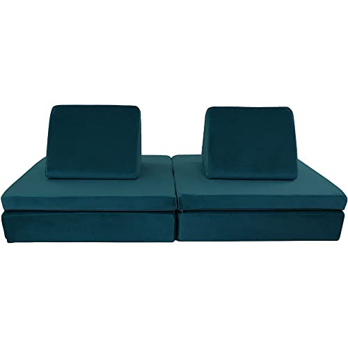Lil Lounger Kids Play Couch with 2 Foldable Base Cushions and 2 Triangular Pillows in Seahorse | Amazon (US)