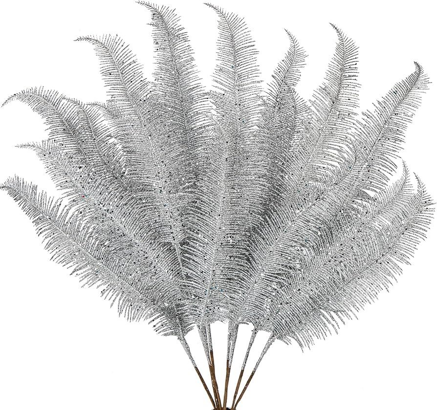 Oairse 8 Pcs Christmas Tree Picks and Sprays Silver Glitter Christmas Picks 28" Christmas Glitter... | Amazon (US)